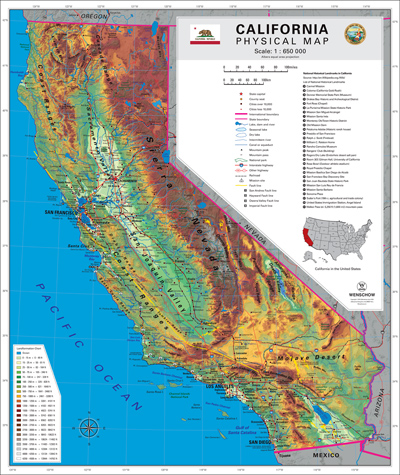 preview one of California Physical Map